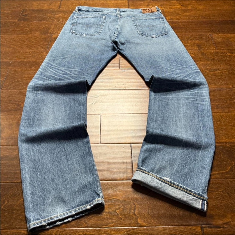 Men's RRL LOW STRAIGHT Fit Blue Jeans - Picture 2 of 7